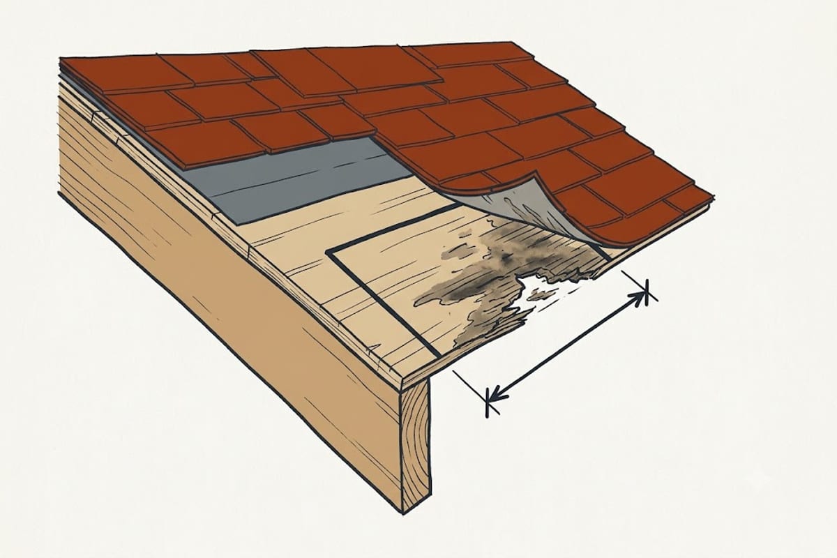 Rotten sheathing stays hidden until the old shingles come off