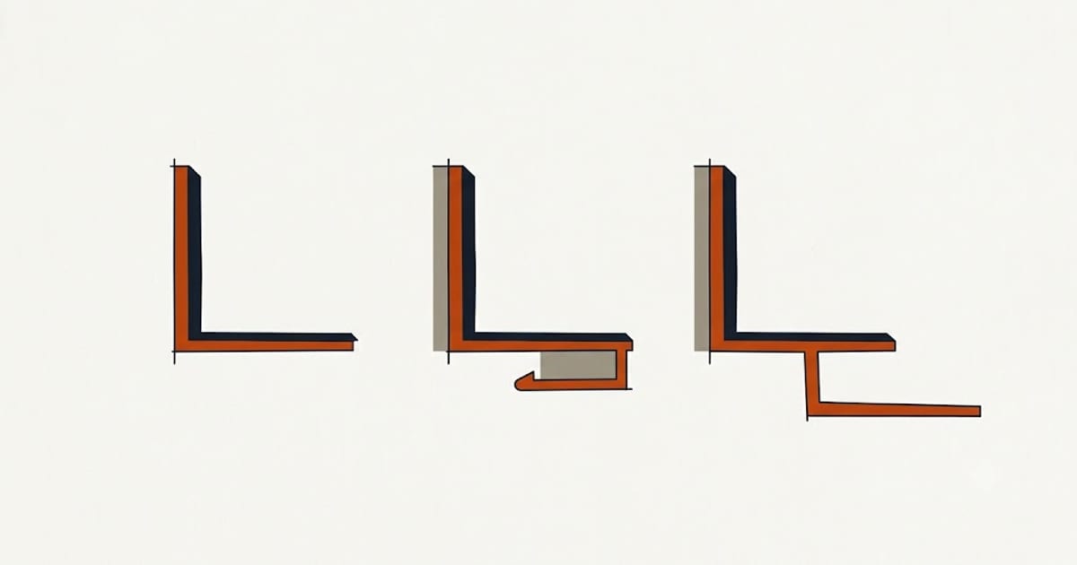 The three drip edge profiles in cross-section