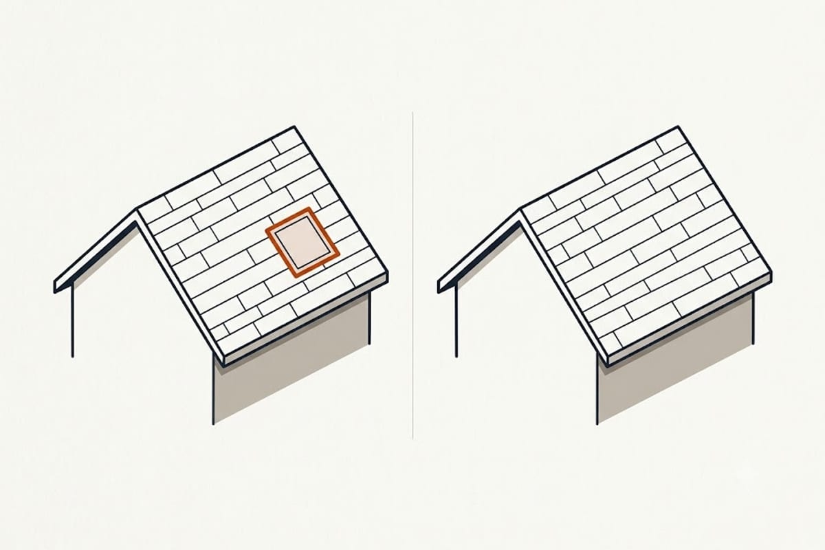 One roofing square marked out on a full roof
