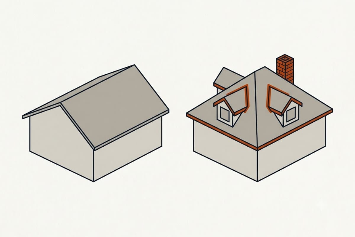 Two roofs with the same area and very different labor