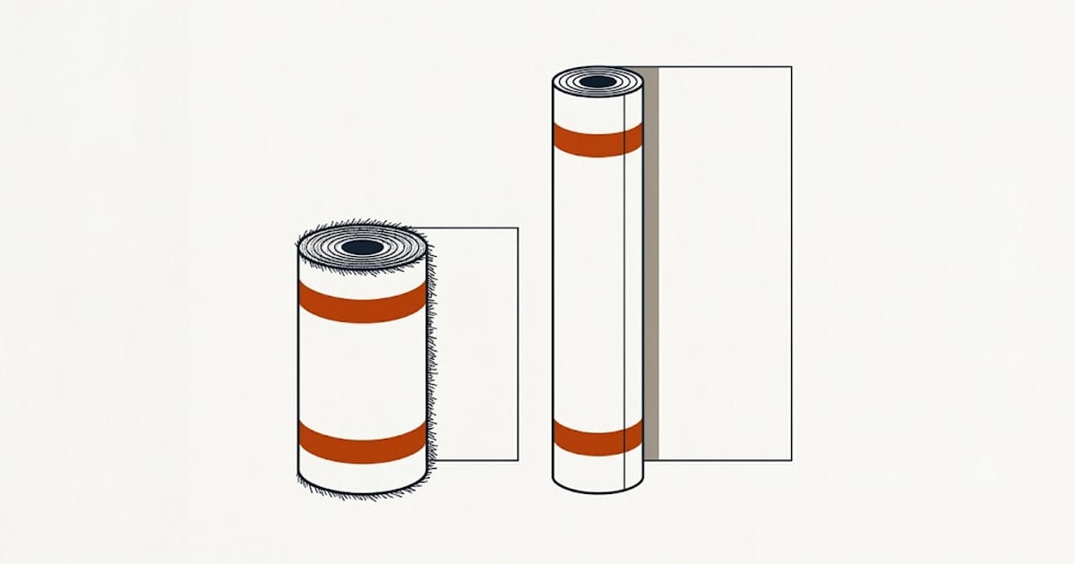 A felt roll and a synthetic roll compared at the same coverage